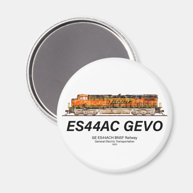GE ES44AC GEVO Locomotive. BNSF freight train Magnet (Front/Back)