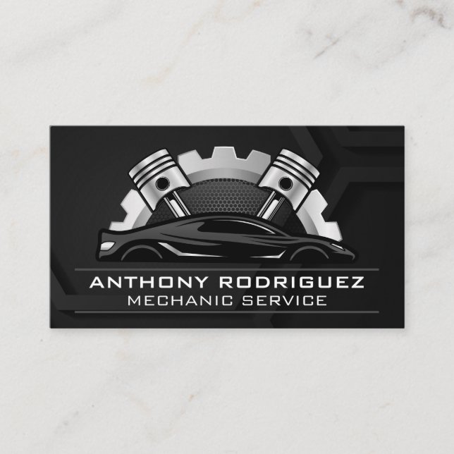 Gear and Engine Pistons | Auto Services Business Card (Front)