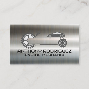 Gear and Tools Logo   Metallic Brushed   Auto Business Card