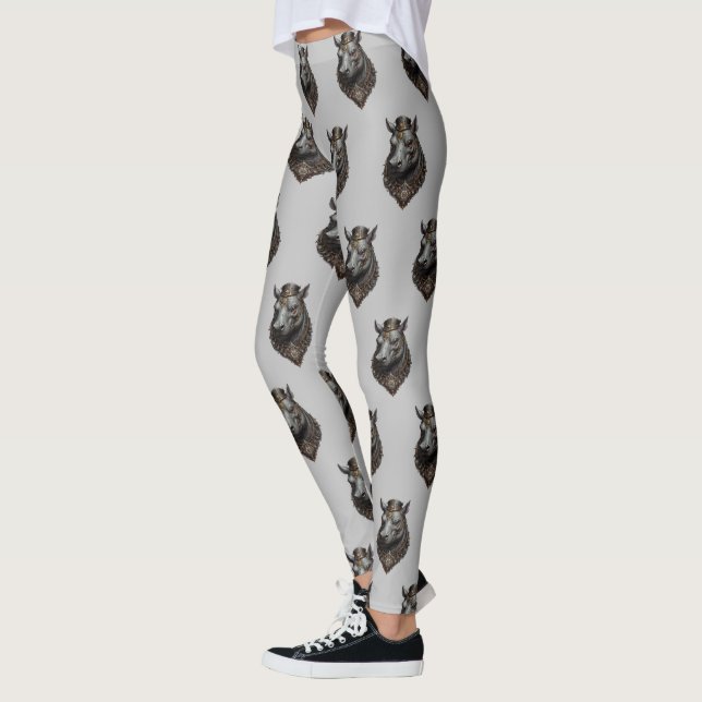 "Gear-Driven Giant: The Steampunk Hippo" Leggings (Left)