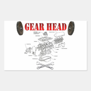 GEAR HEAD RECTANGULAR STICKER
