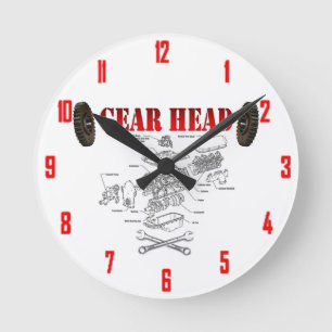 GEAR HEAD ROUND CLOCK