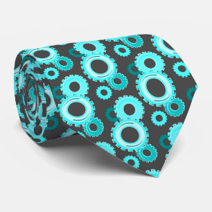 Gear Heads - Many shades of Teal on Dark Grey Tie