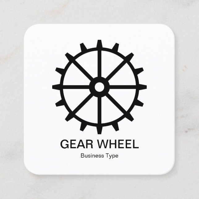 Gear Wheel 02 -  Black on White Square Business Card (Front)