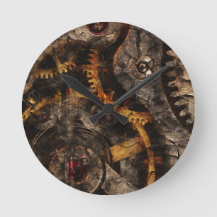 Gearing Up - Steampunk Gears Round Clock
