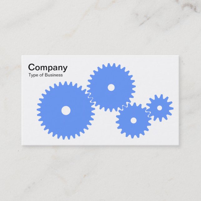 Gears - Baby Blue on White Business Card (Front)
