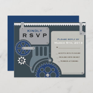 GEARS Bar Bat Mitzvah Invitation RSVP Reply Card