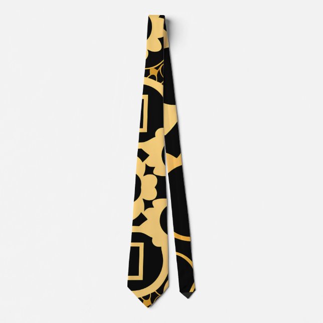 Gears Black Gold Monochromatic Pattern Tie (Front)
