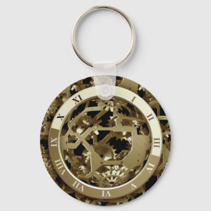 Gears Clock Office Design Digital Art Destiny Key Ring