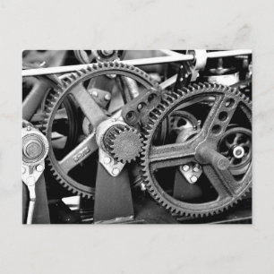 GEARS IN BLACK & WHITE POSTCARD