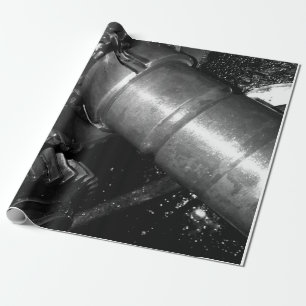 Gears. Industrial, black and white  Wrapping Paper