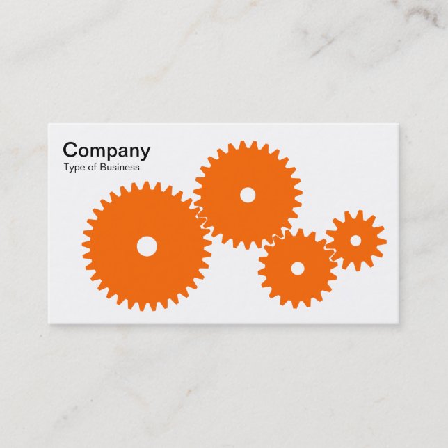 Gears - Orange on White Business Card (Front)
