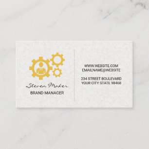Gears Person Icon   Paper Texture Background Business Card