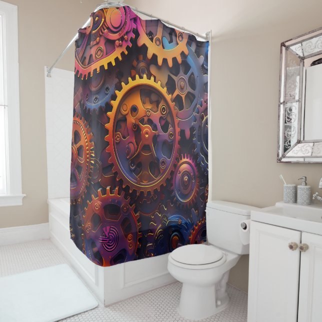 Gears Shower Curtain (In Situ)