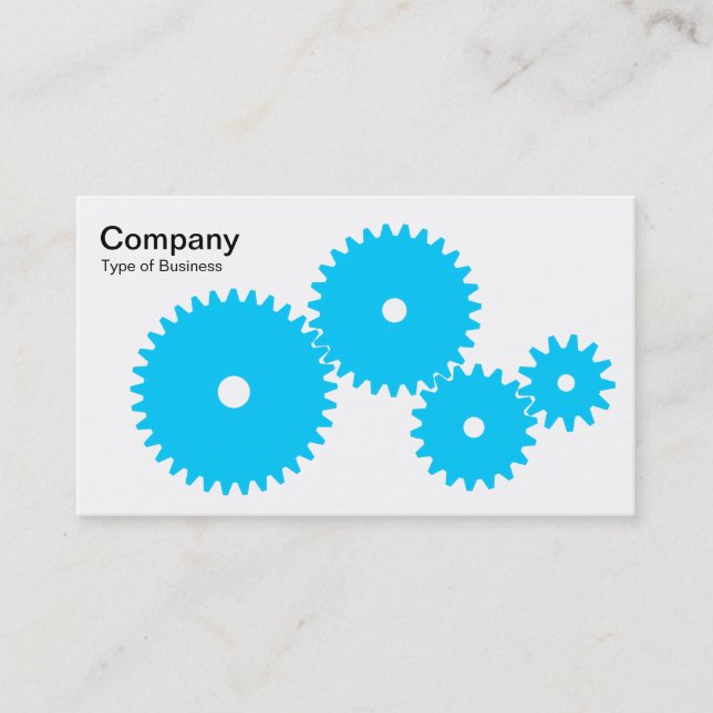 Gears - Sky Blue on White Business Card (Front)