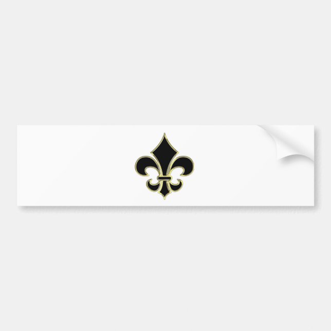 Geaux Black & Gold Fleur De Lis Bumper Sticker (Front)