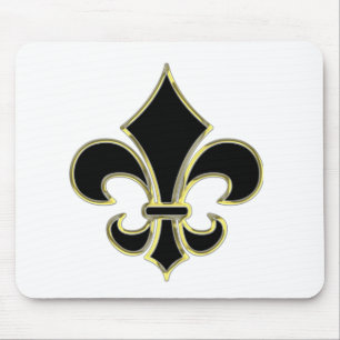 Geaux Black & Gold Fleur De Lis Mouse Pad