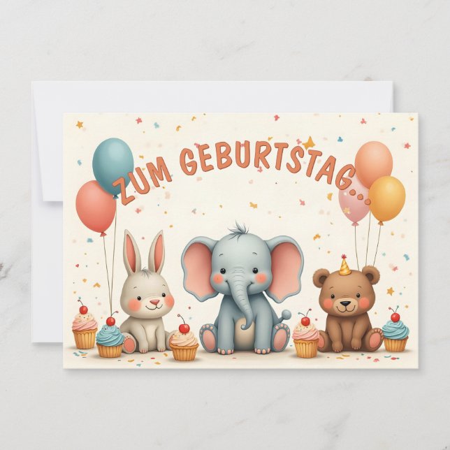 Geburtstagsfreude mit tierischen Freunden (Front)