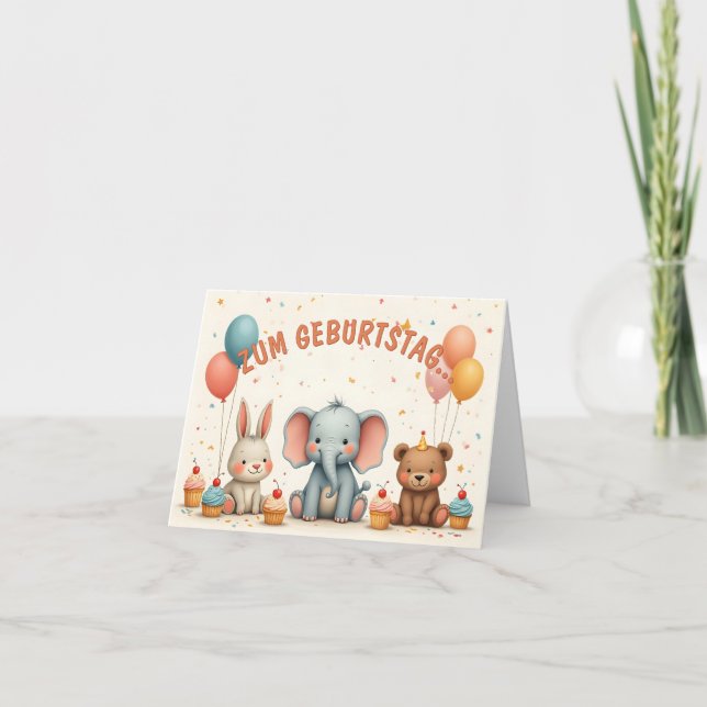 Geburtstagsfreude mit tierischen Freunden Card (Front)