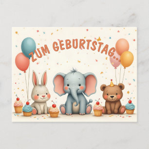Geburtstagsfreude mit tierischen Freunden Holiday Postcard