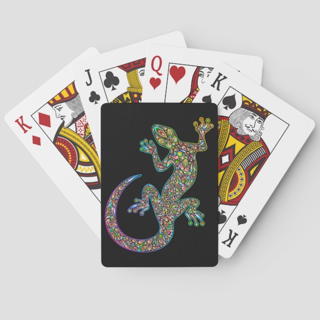 Geck Gecko Psychedelic Design Playing Cards (Back)