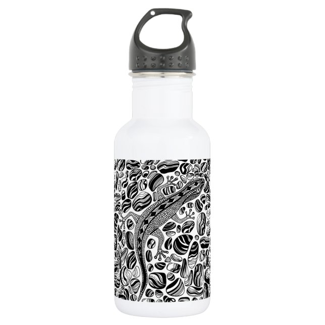 Gecko and pebbles 532 ml water bottle (Front)