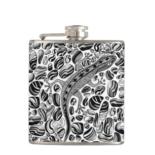 Gecko and pebbles hip flask