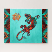 Gecko Lizard And Sun Jigsaw Puzzle