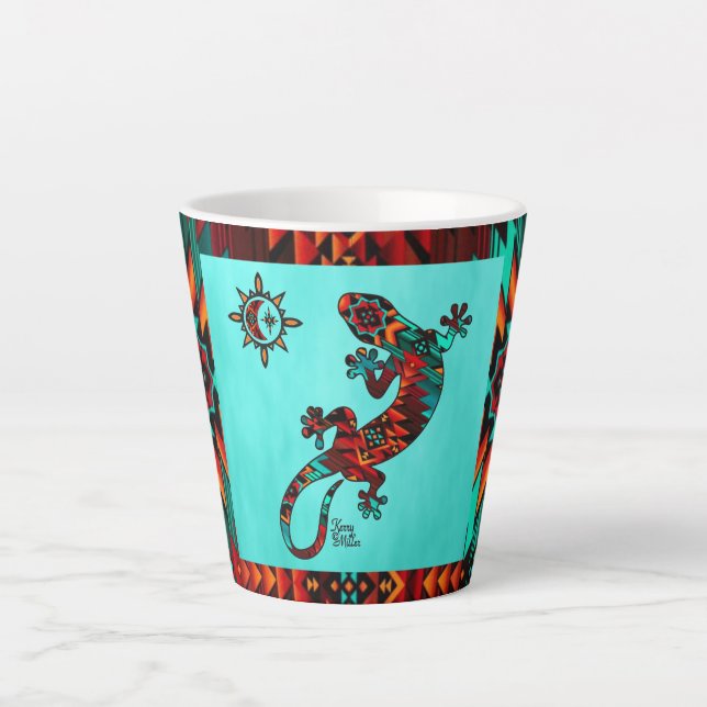 Gecko Lizard And Sun Latte Mug (Front)