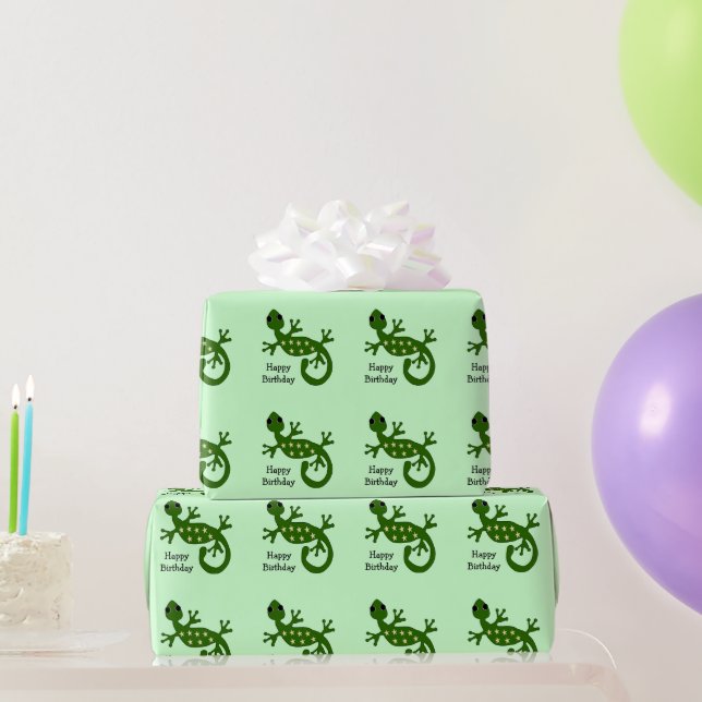 Gecko Lizard Any Colour Background Birthday Gift Wrapping Paper (Party Gifts)