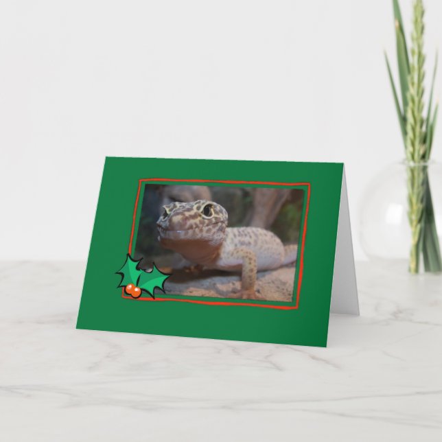 Gecko Lizard Christmas Card (Front)