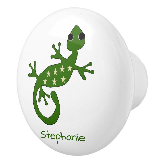 Gecko Lizard Design Personalised Ceramic Knob (Right)