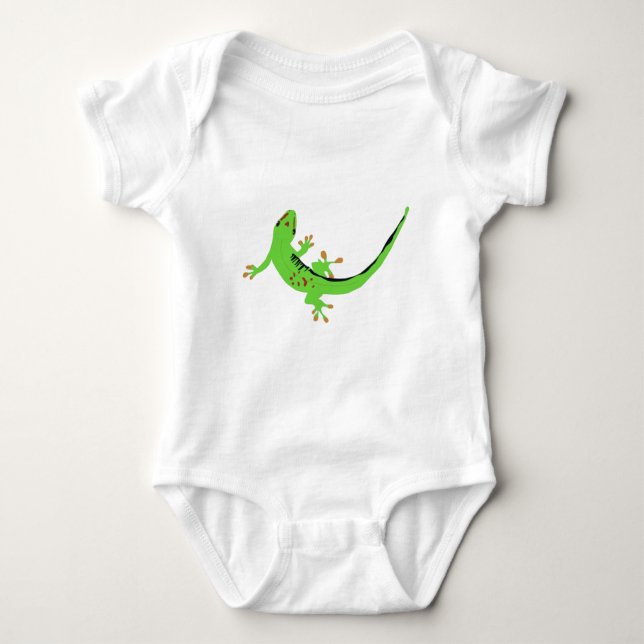 Gecko Lizard Reptile Illustration Baby Bodysuit (Front)