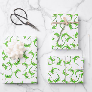 Gecko Lizard Reptile Pattern  Wrapping Paper Sheet