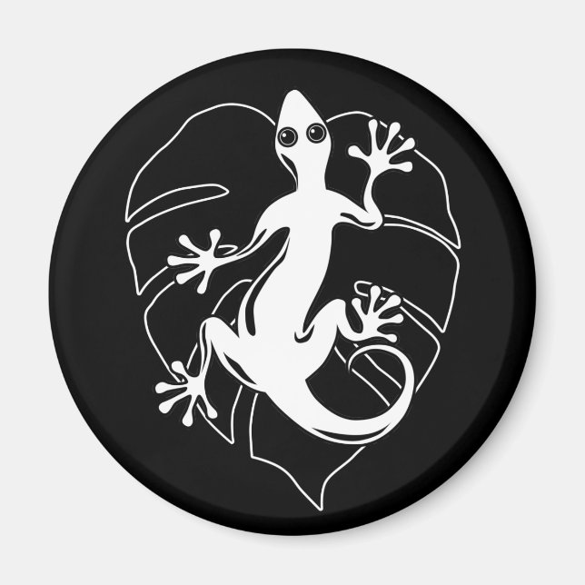 Gecko Lizard Silhouette Magnet (Front)