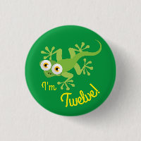 Gecko Lizards Birthday Party Cute Kids Button