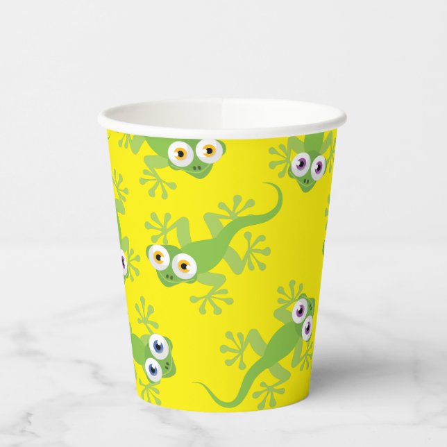Gecko Lizards Birthday Party Cute Kids Paper Cups (Left)