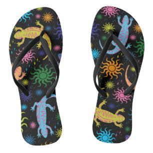 Gecko Lizards Multi-Coloured All Over Print Jandals