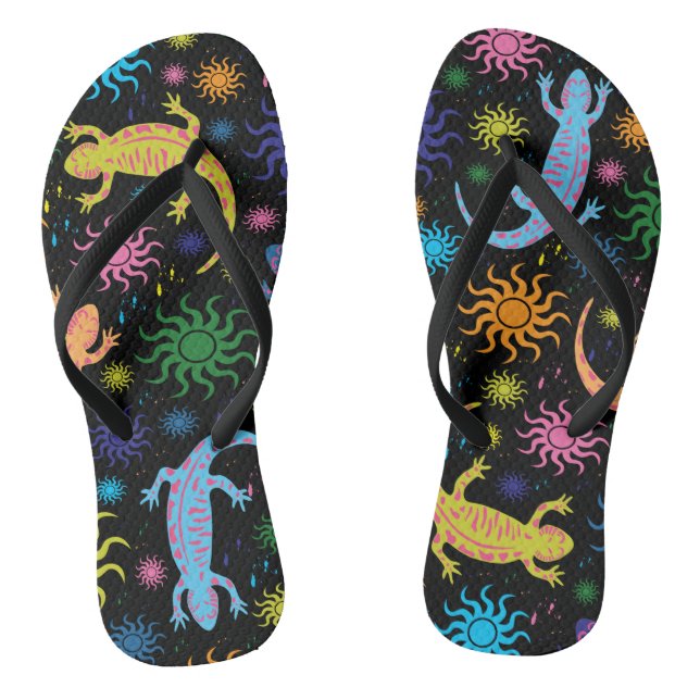 Gecko Lizards Multi-Coloured All Over Print Jandals (Footbed)