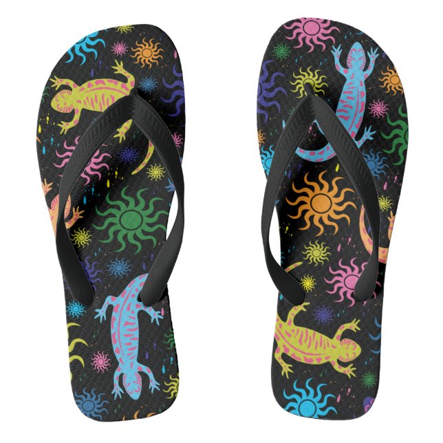 Gecko Lizards Multi-Coloured All Over Print Jandals (Footbed)