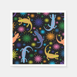 Gecko Lizards Multi-Coloured All Over Print Napkin