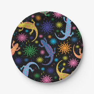 Gecko Lizards Multi-Coloured All Over Print Paper Plate