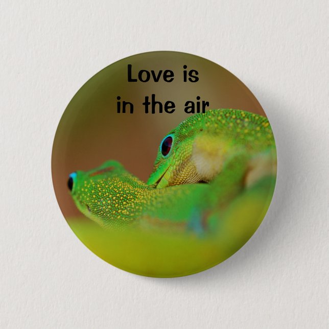 Gecko Love 6 Cm Round Badge (Front)