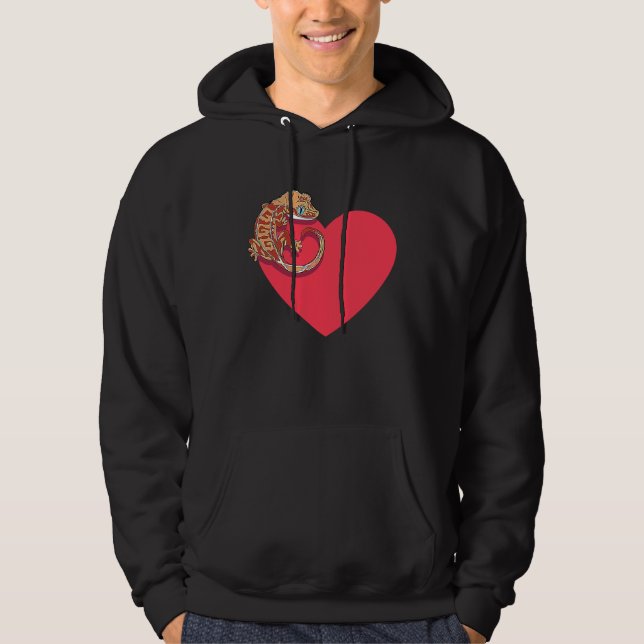 Gecko Love Crested Gecko Lover Gecko Heart Cute Cr Hoodie (Front)