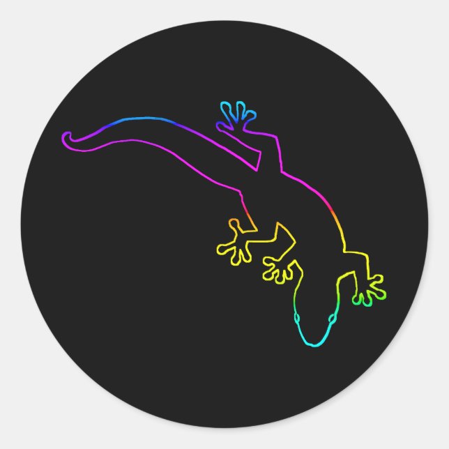 GECKO Multi-Colour Outline Classic Round Sticker (Front)