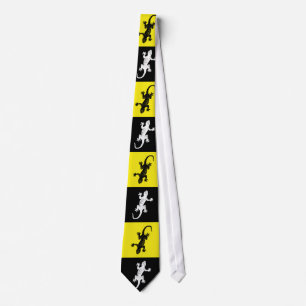 Gecko on yellow, black background - Tie