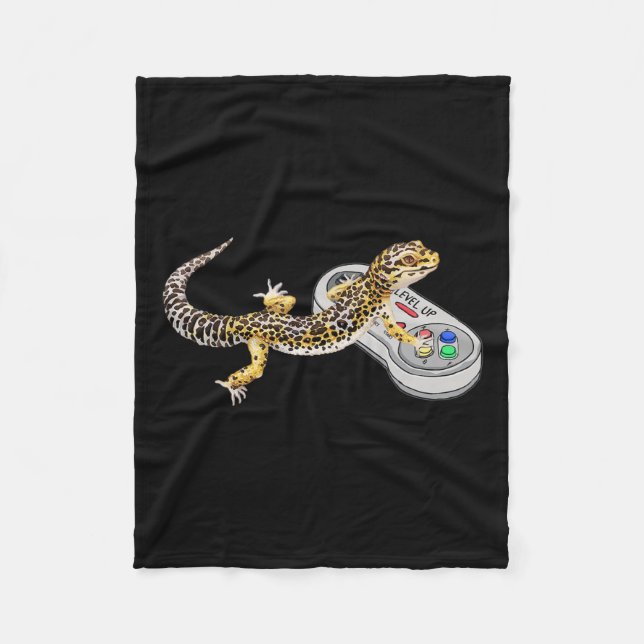 Gecko Playing Video Game Lizard &amp; Reptiles Gam Fleece Blanket (Front)