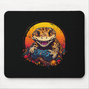 Gecko Playing Video Game Lizard & Reptiles Gam Mouse Pad