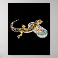 Gecko Playing Video Game Lizard & Reptiles Gam