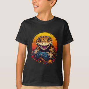 Gecko Playing Video Game Lizard & Reptiles Gam T-Shirt